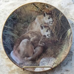Vtg 94 A Family Affair Carl Brenders Shadows In Grass Lions Plate Gold Bradford